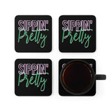 Sippin' Pretty Coaster Set - Black